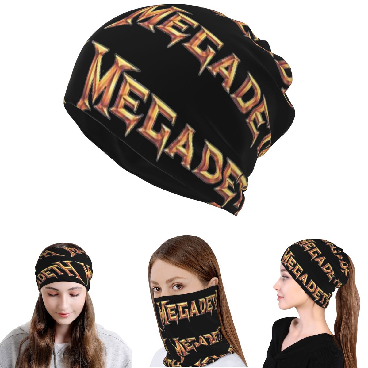 Knit Beanie Hat Warm - Megadeths Logo Bandana Neck Gaiter Magic