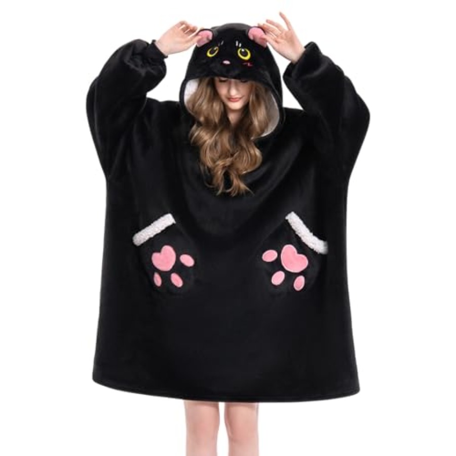 OLAOLA Black Cat Wearable Blan – обзор и цена Sherpa Hoodie Fleece