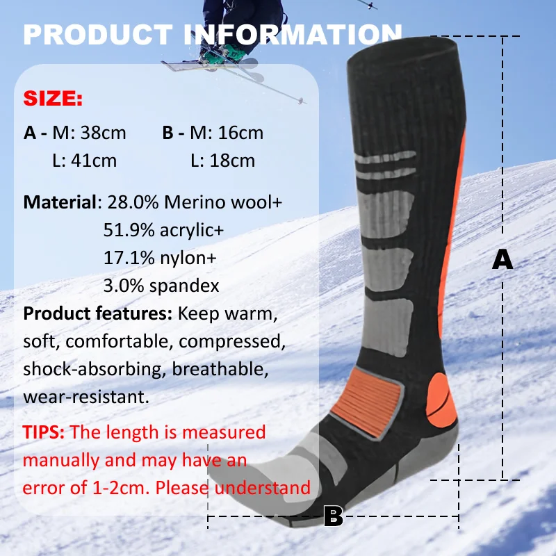 1 Pair Merino Wool Ski Socks M – обзор и цена Thermal Sock Wool