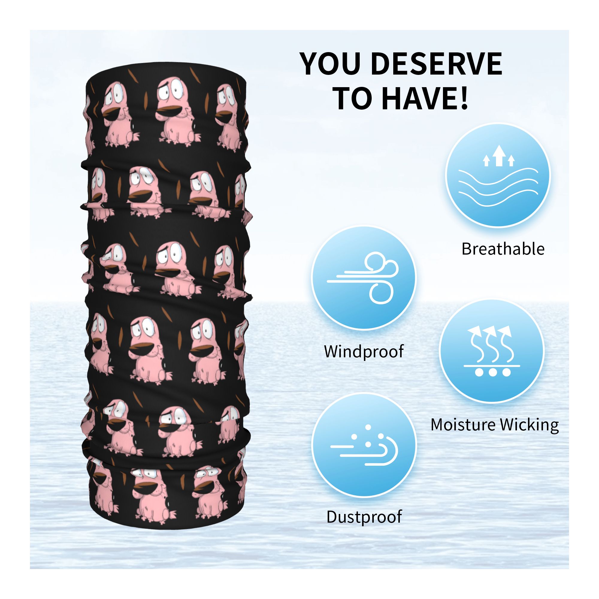 Custom Cartoon Courage Dog Win – обзор и цена Neck Gaiter Fleece