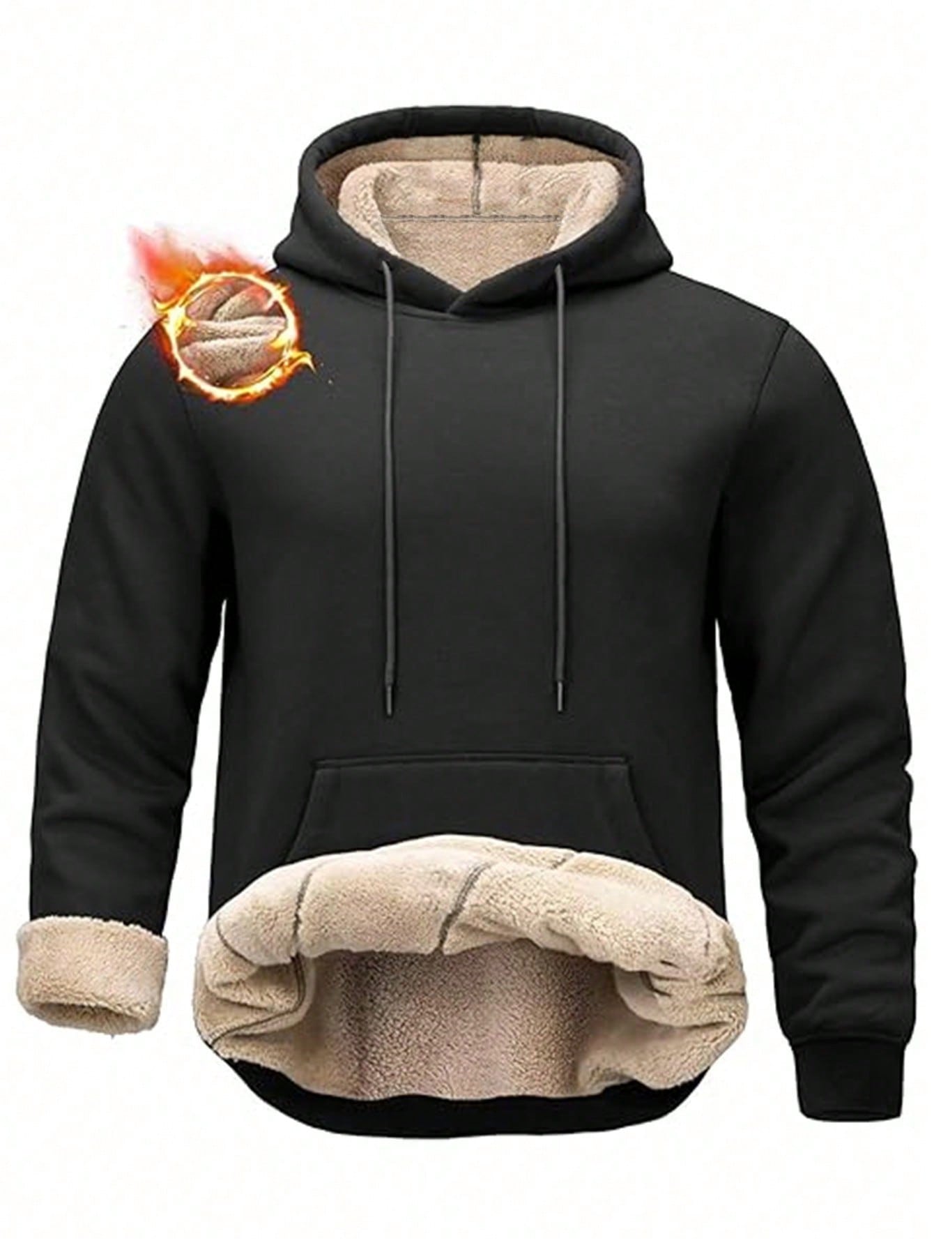Men's Black Sherpa-Lined Hoodi – обзор и цена Sherpa Hoodie Fleece
