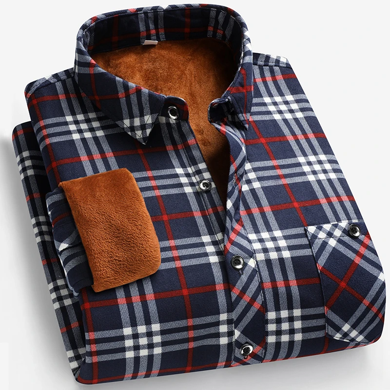 Autumn and Winter Men's Fleece – обзор и цена Flannel Shirt Lined
