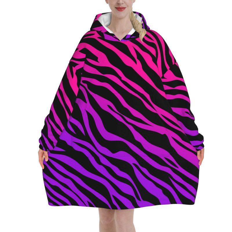 Zebra Stripe Print Wearable Bl – обзор и цена Sherpa Hoodie Fleece