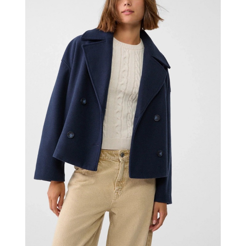 Women's Oversized Double Breas – обзор и цена Wool Coat Peacoat