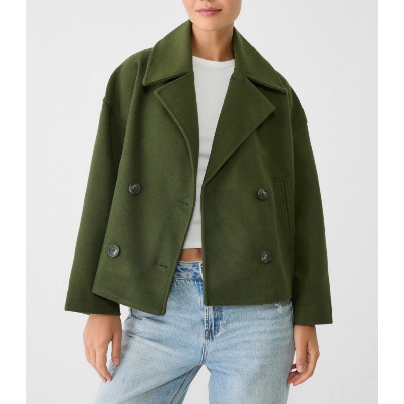 Women's Oversized Double Breas – обзор и цена Wool Coat Peacoat