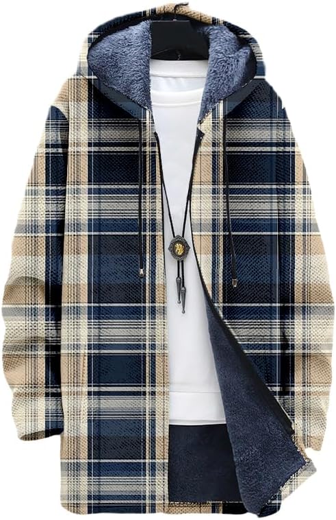 Men's Plaid Cardigan Oversized – обзор и цена Sherpa Hoodie Fleece