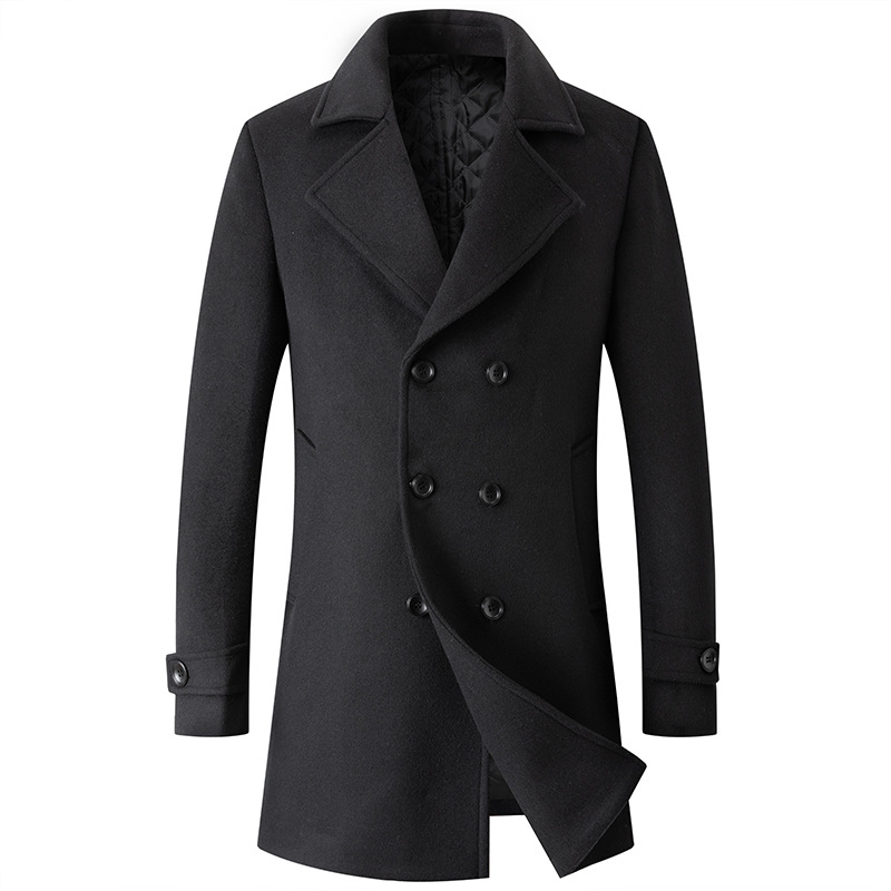 Double Breasted Coat Men Peaco – обзор и цена Wool Coat Peacoat